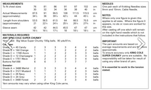 *Pattern 6005 Super Chunky  King Cole