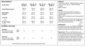 Pattern 5651  DK   King Cole