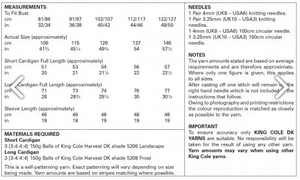 Pattern 5790  DK   King Cole
