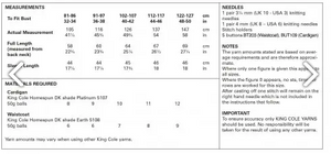 Pattern 5792  DK   King Cole