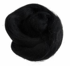Natural Wool Roving 10g Black 303