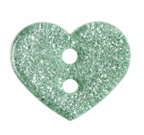 Glitter Heart Button: 13mm: Light Green Code: G445320\21.