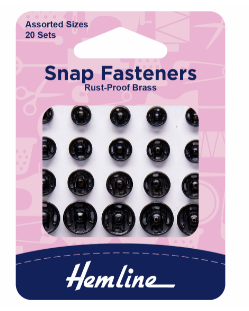 Snap Fasteners: Sew-on: Black: Assorted: Pack of 20  : H421.99