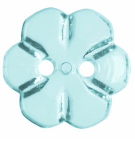 Six Petal Flower Clear Button:  18mm: Light Blue Code: G455218\15.