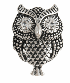 Metal Owl Shank Button with Diamante Eyes: 28mm: Dark Silver Code: G452028\100.