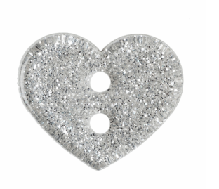 Glitter Heart Button: 13mm: Silver Code: G445320\.