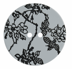 Engraved Floral Button: 2 Hole: 28mm: Grey/Black Code: G455328\34.