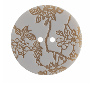 Engraved Floral Button: 2 Hole: 28mm: White/Cream Code: G455328\2.