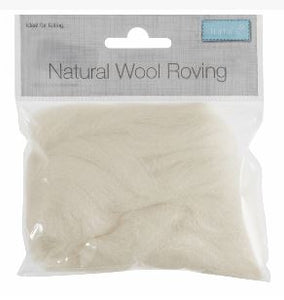 Natural Wool Roving 10g White 301.