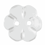 G455218\01: Six Petal Flower Clear Button: Shank: 18mm: Clear