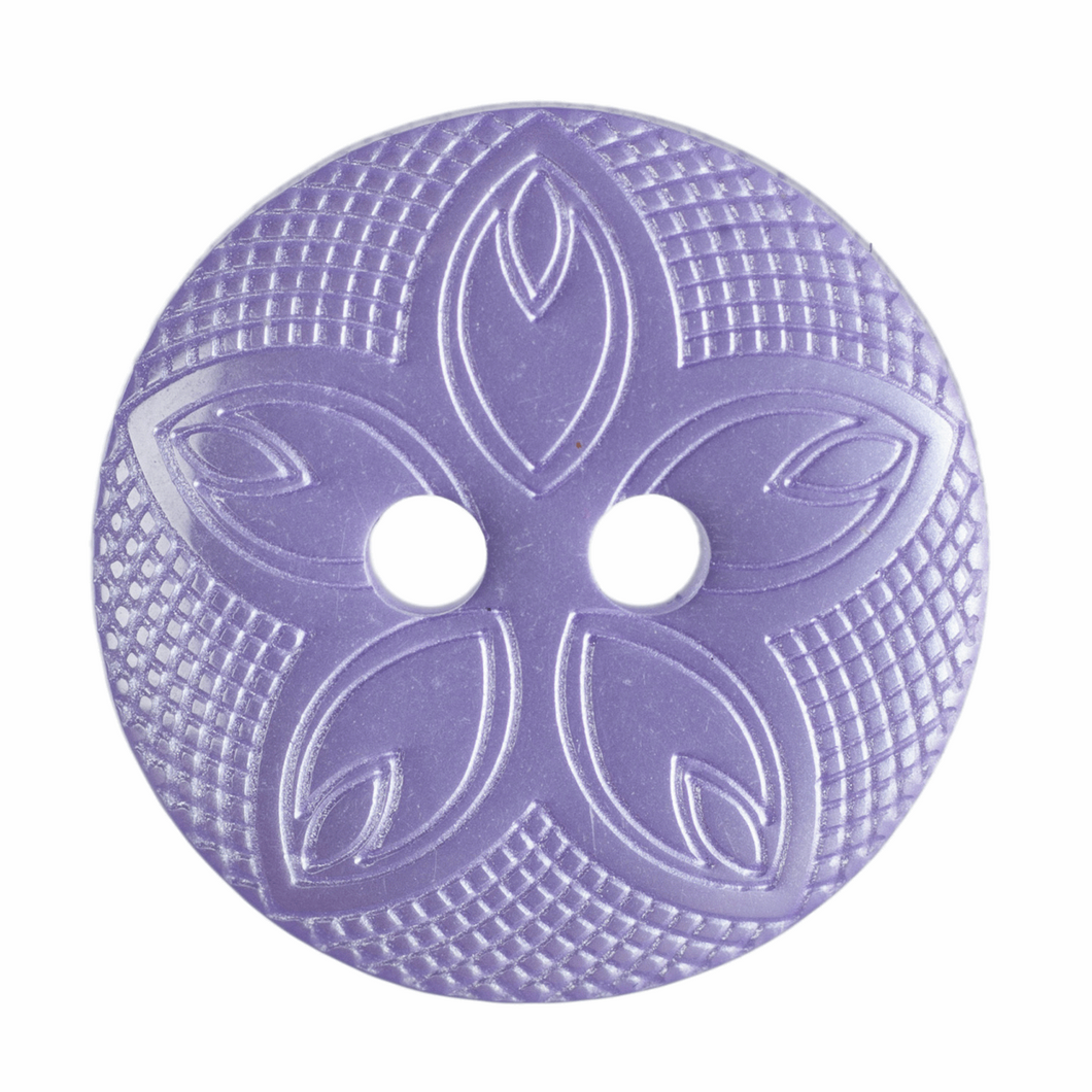 Etched Flower Button: 15mm: Lilac G418524\11.