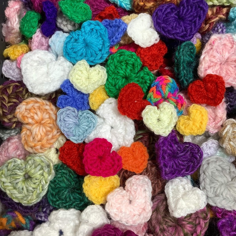 Crochet hearts x 10