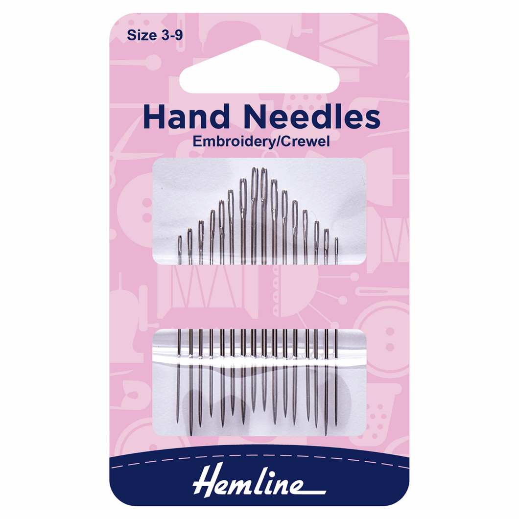 Hand Sewing Needles: Embroidery/Crewel: Size 3-9 Code: H200.39