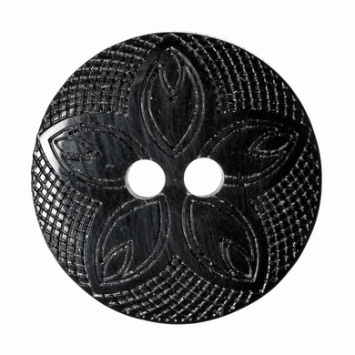 Etched Flower Button: 18mm: Black G418528\34.