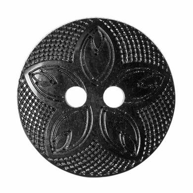 Etched Flower Button: 15mm: Black G418524\34.