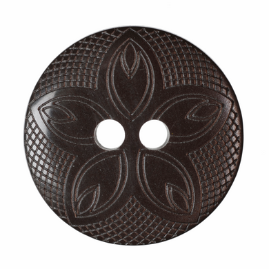 Etched Flower Button: 18mm: Brown: G418528\30.