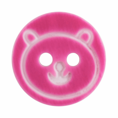 Teddy Bear Face Button: 13mm: Fuschia G458412\7.