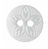 White Etched Flower Button 12mm G418520/1.